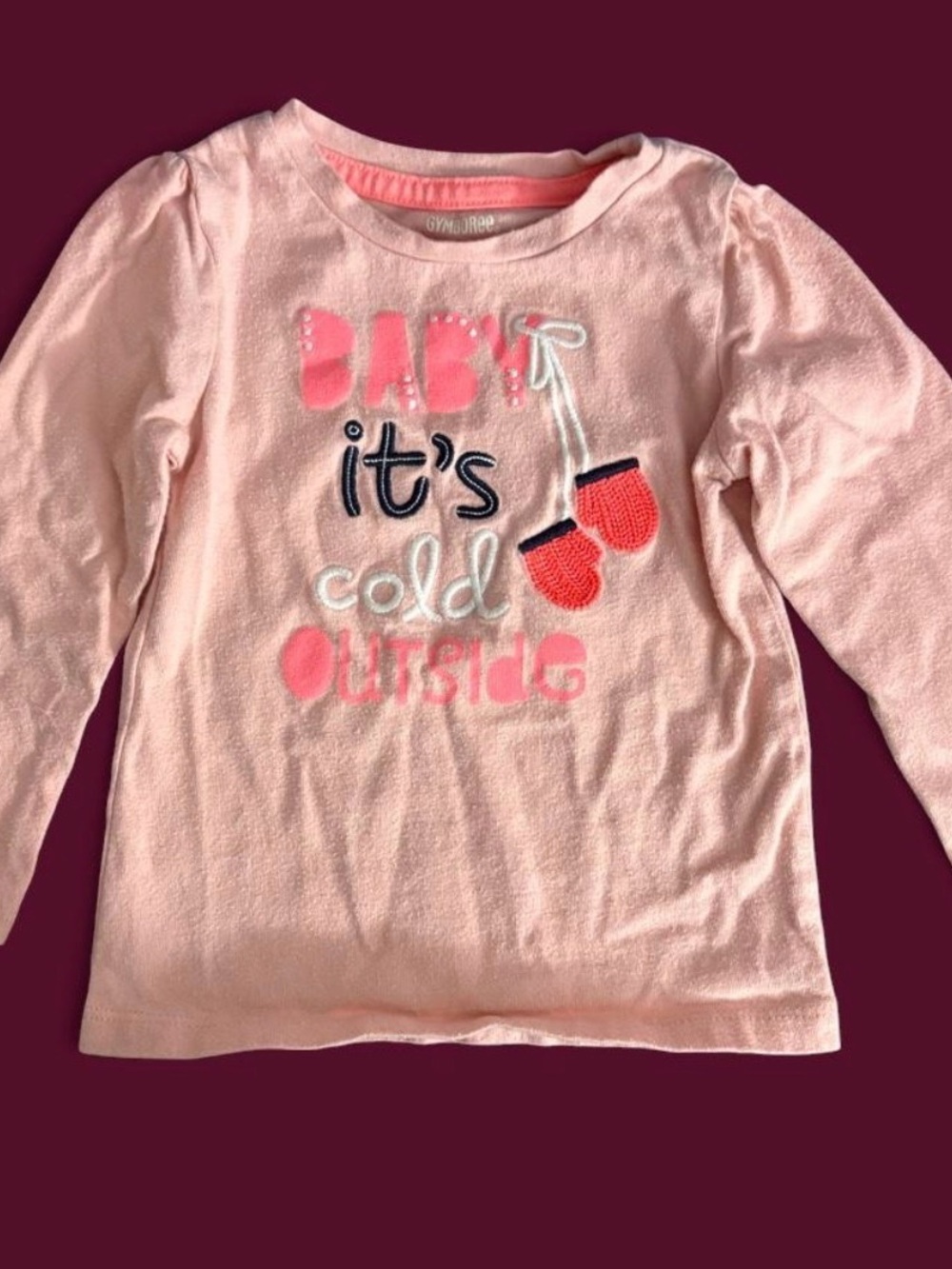 Gymboree Pink 'Baby It's Cold Outside' Long Sleeve Tee
